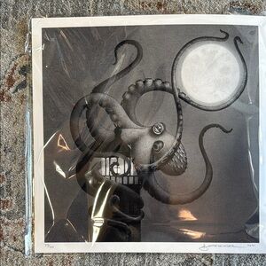 Octopus Art Print in Black and Gray
